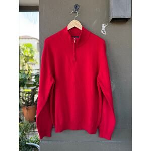 Joseph & Lyman XL 100% Cashmere Knit Quarter Zip Pullover Sweater Burgundy Red